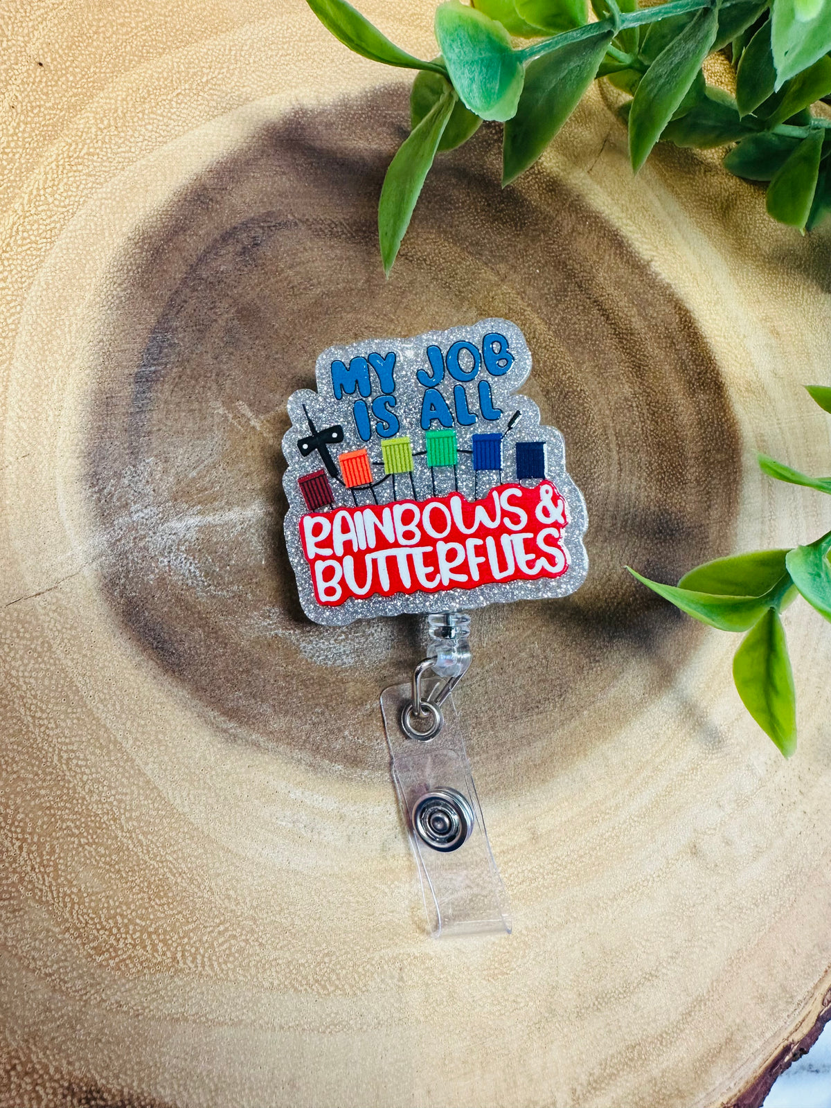 “Rainbows and Butterflies” ID Badge Reel