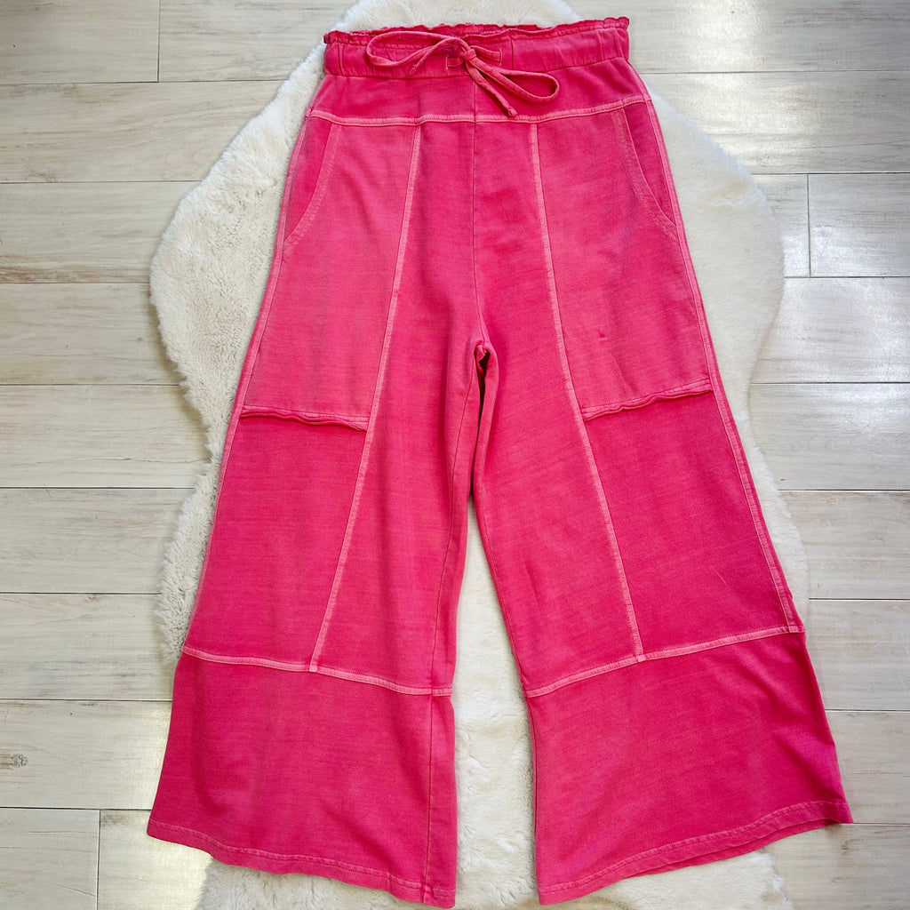 Women’s Pink Mineral Wash Wide Leg Pants