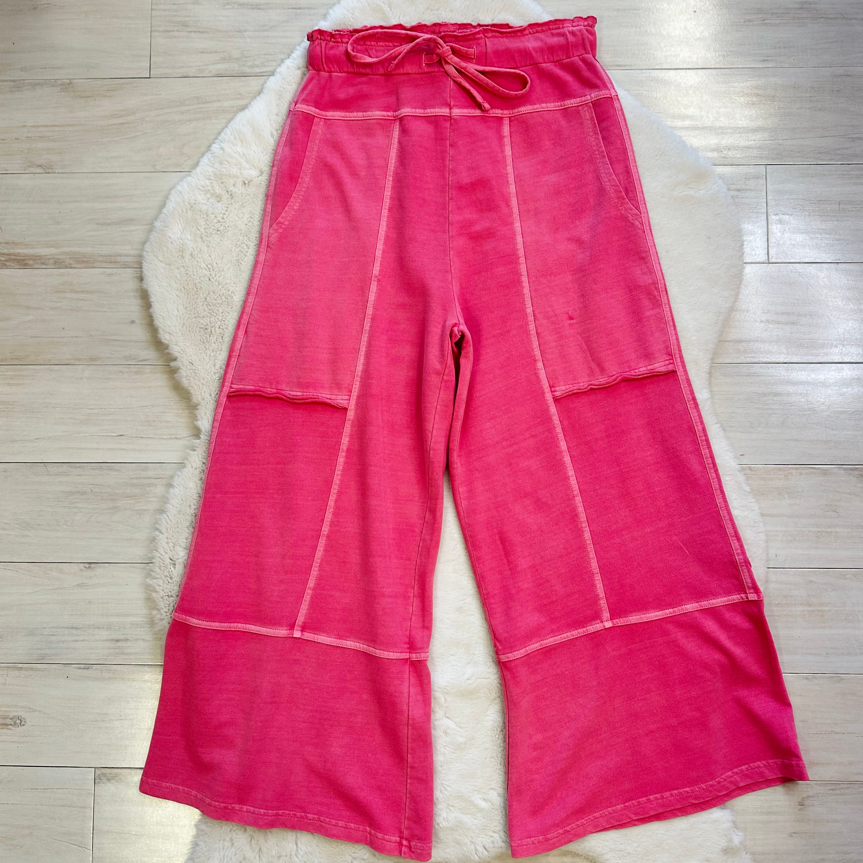 Women’s Pink Mineral Wash Wide Leg Pants