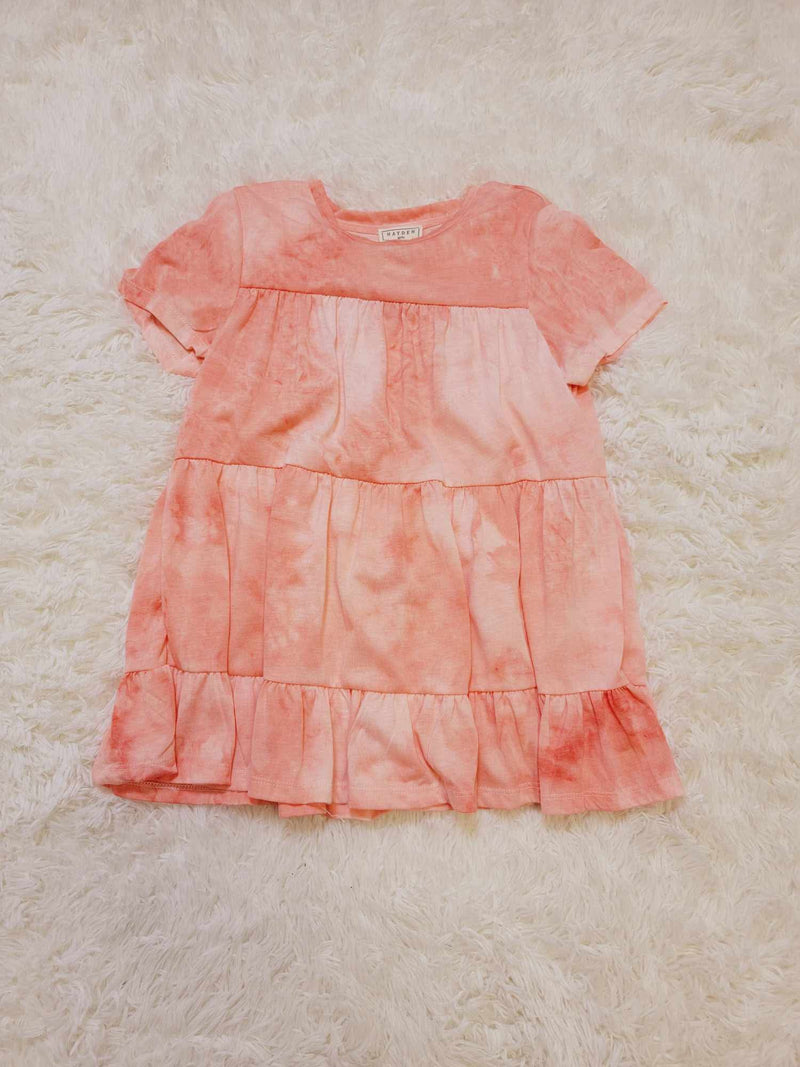 Girls Hayden Marbled Pink/orange Top - Mini Mee Boutique