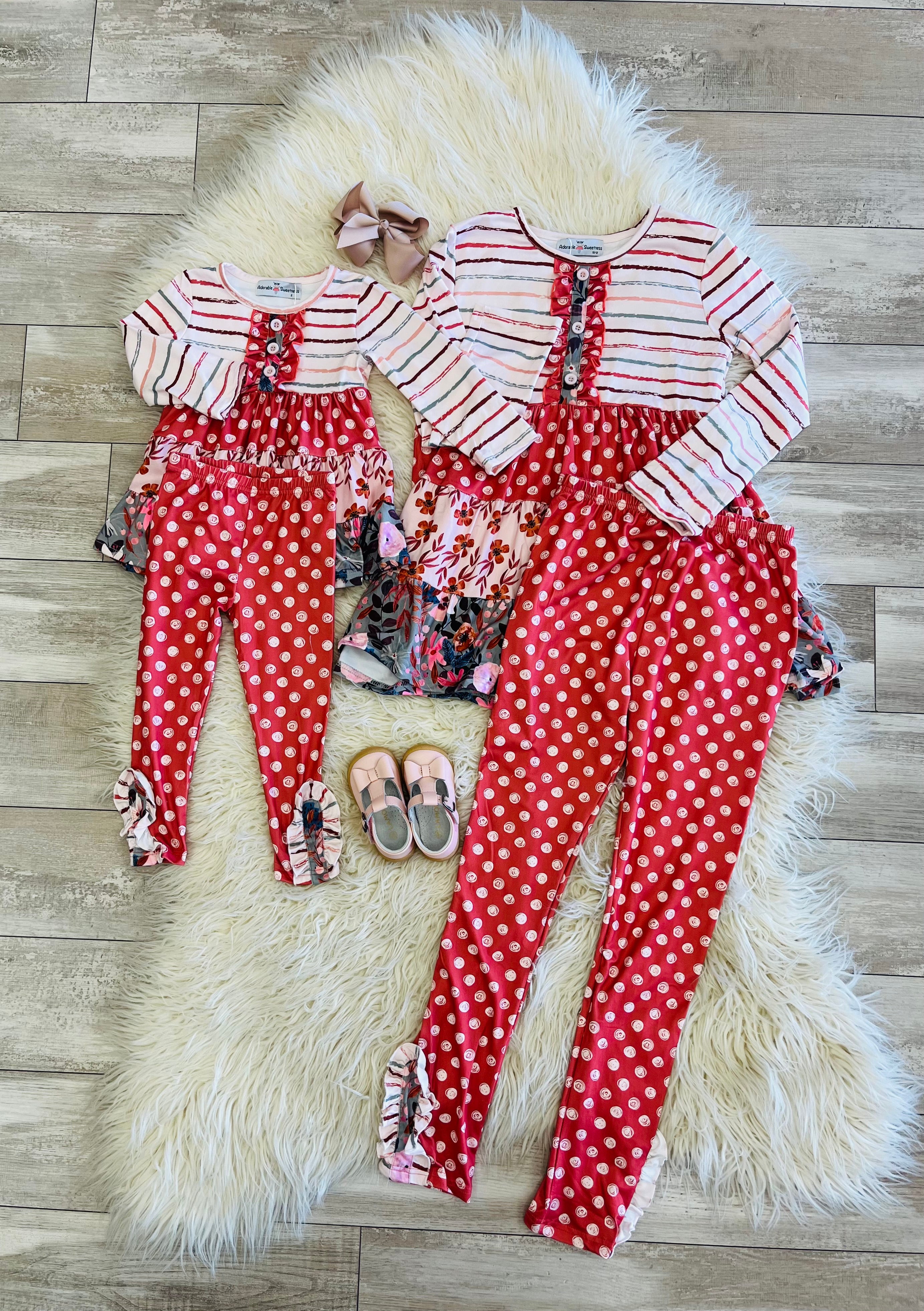 Girl’s Fall Mixed Patterned Outfit
