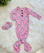 Girl’s Pink Castle Knotted Gown with Matching Headband Set