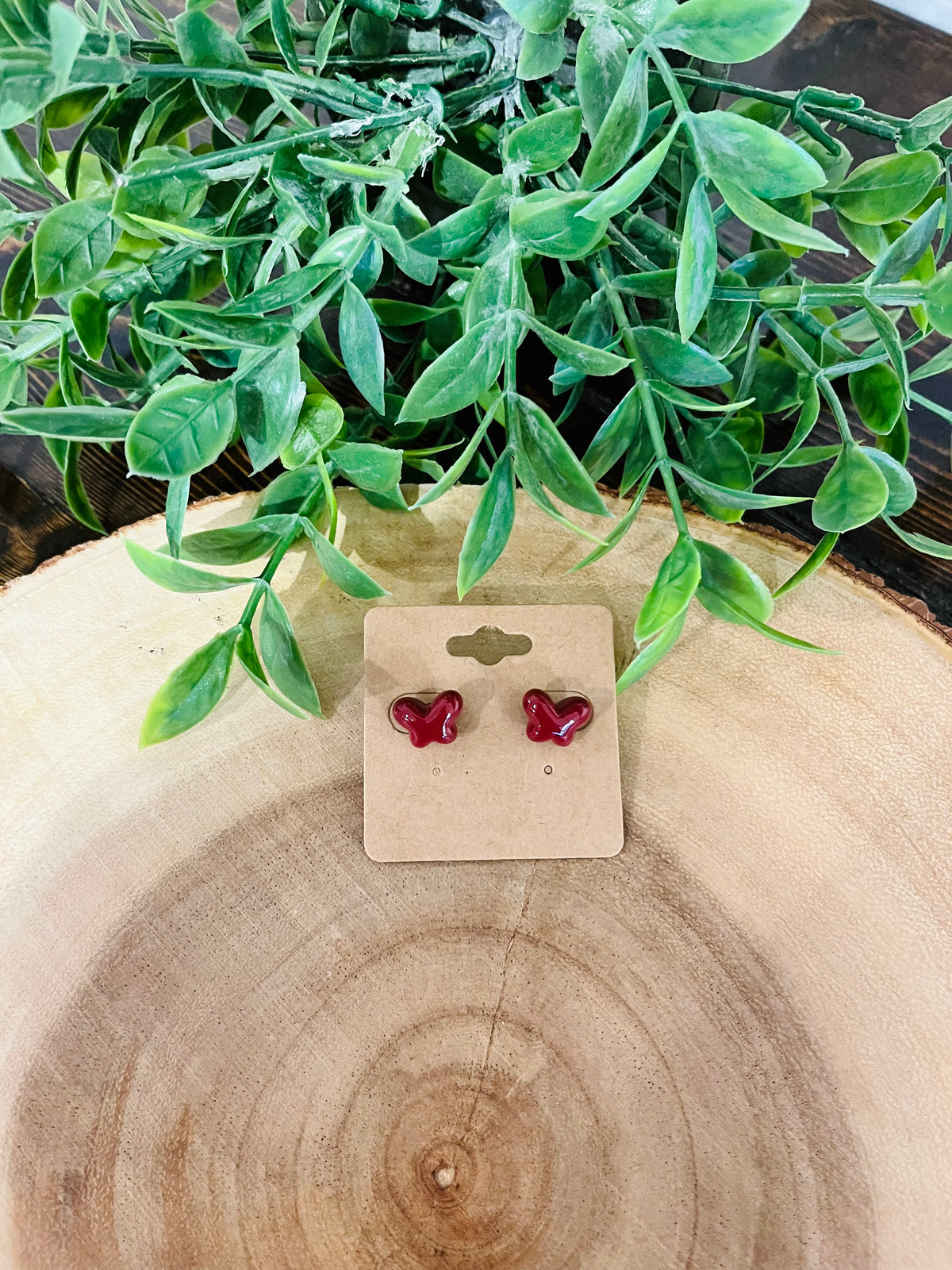 Women’s Maroon Butterfly Shaped Stud Earrings