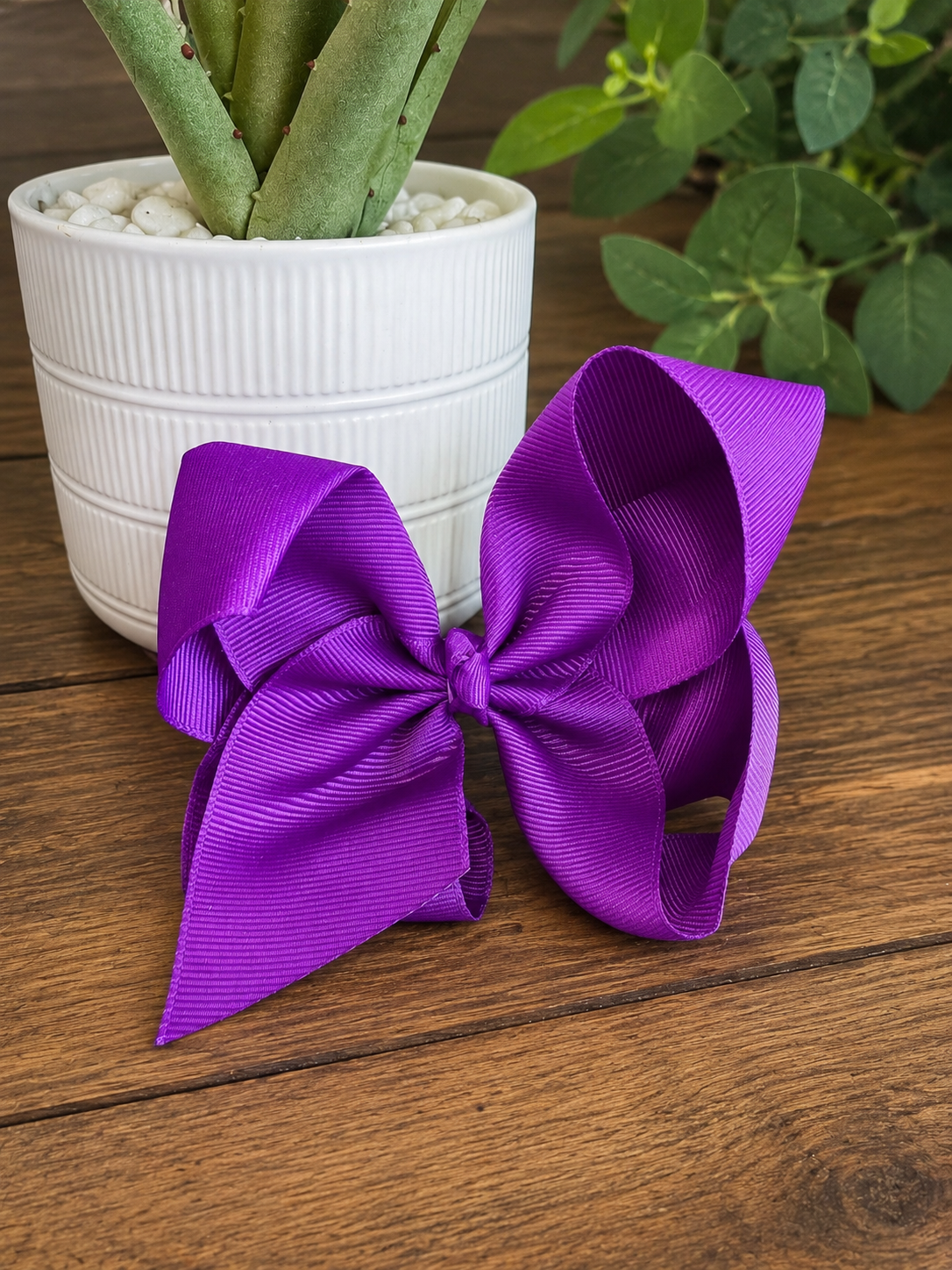 Hair Bow 6” Alligator Clip - Medium Purple