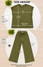 Women’s Zenana Dark Olive Acid Wash Pant Set