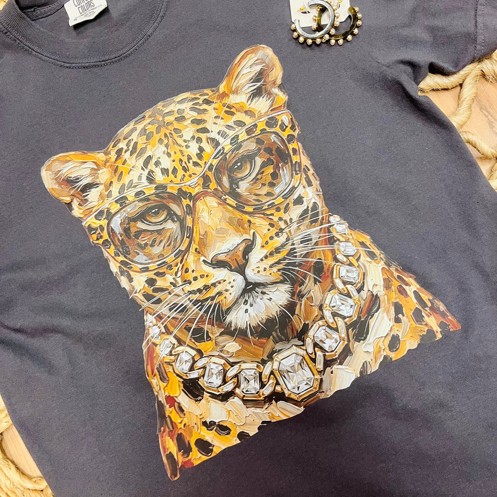 Women’s Charcoal Gray Leopard Tee