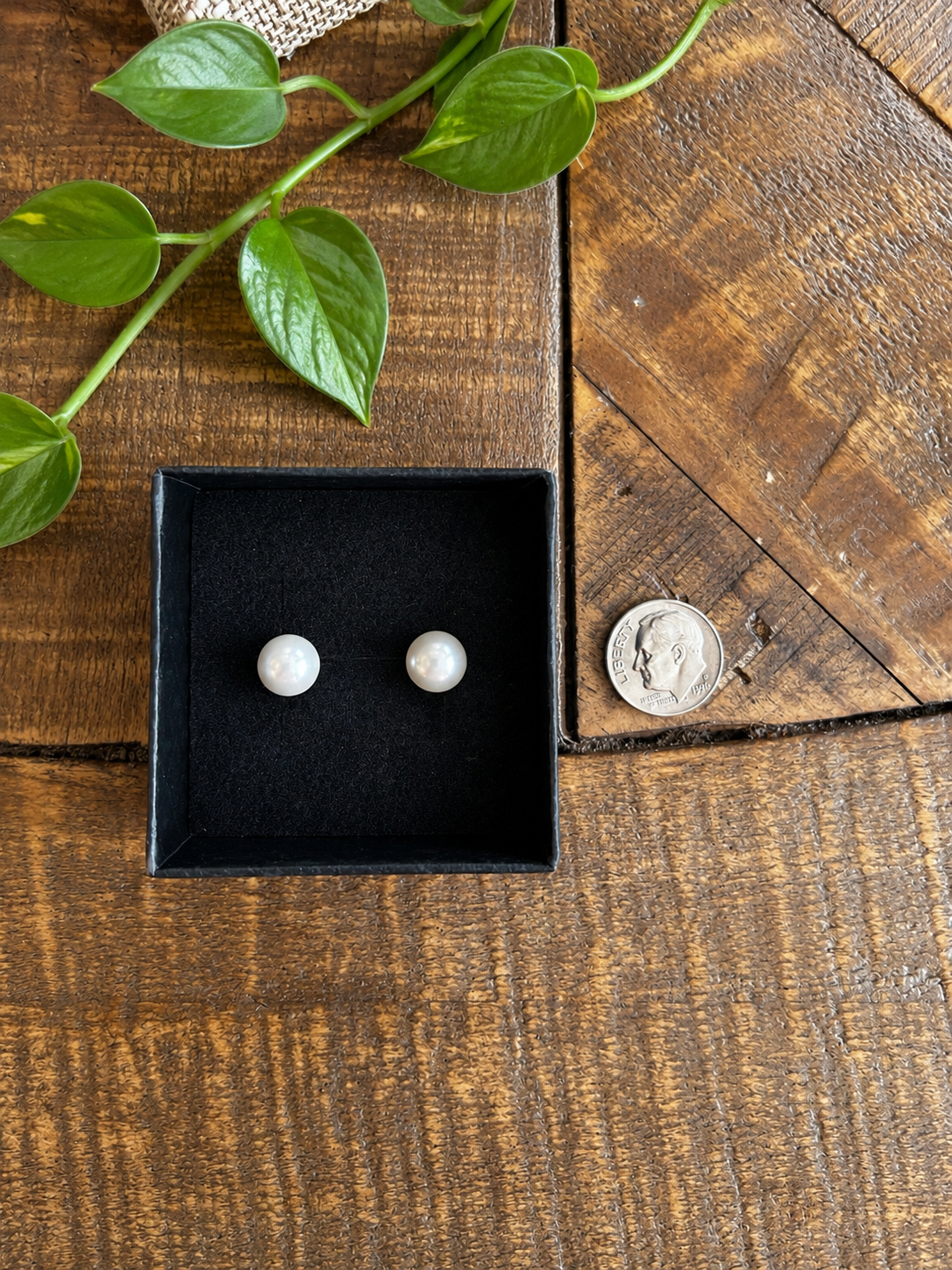 Medium Pearl Earrings - Glass Pearls, 14k Gold Dipped
