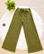 Women’s Zenana Dark Olive Acid Wash Pant Set