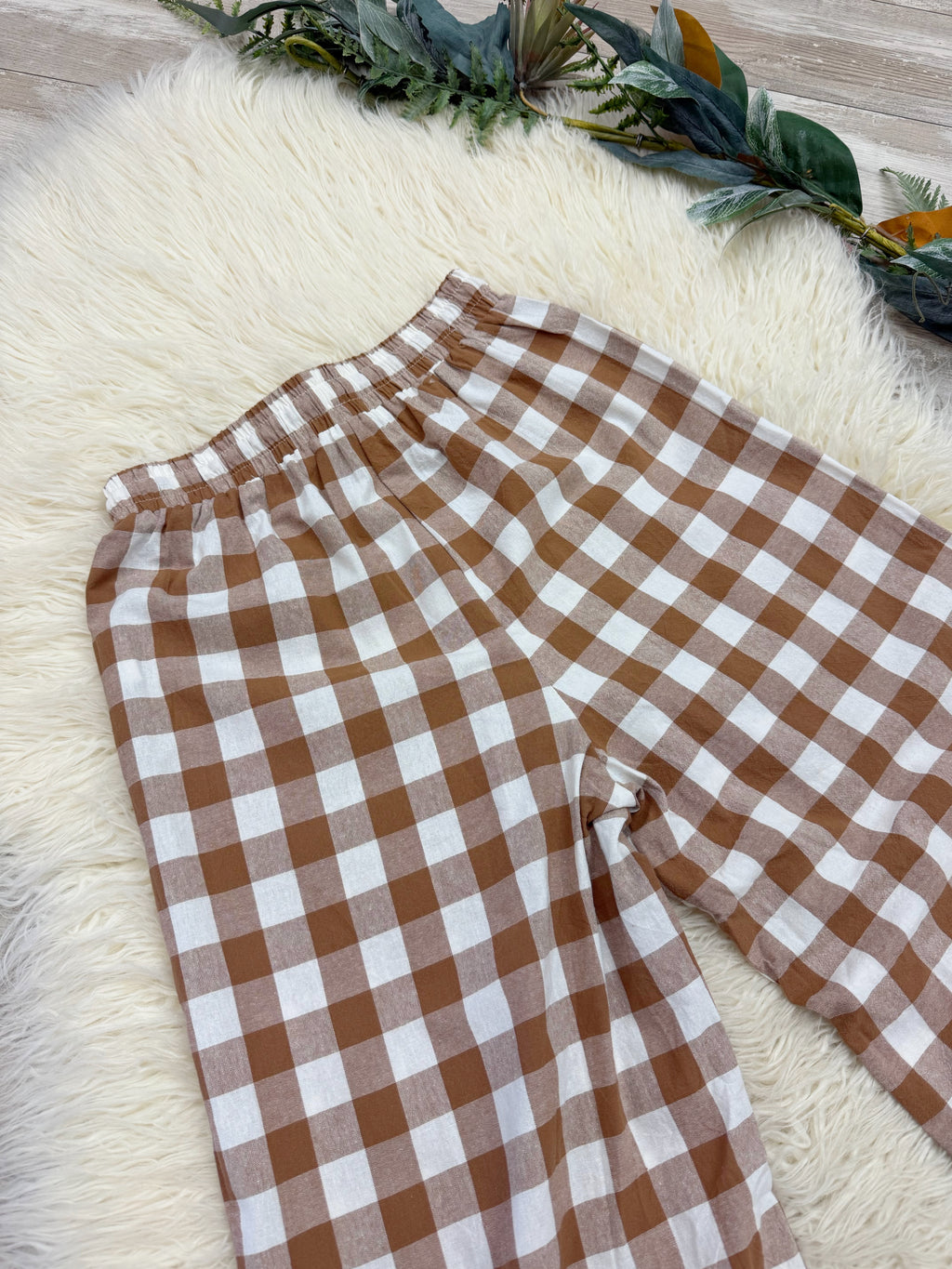 Autumn Check Linen Pants by Evermmee Women’s - True to Size