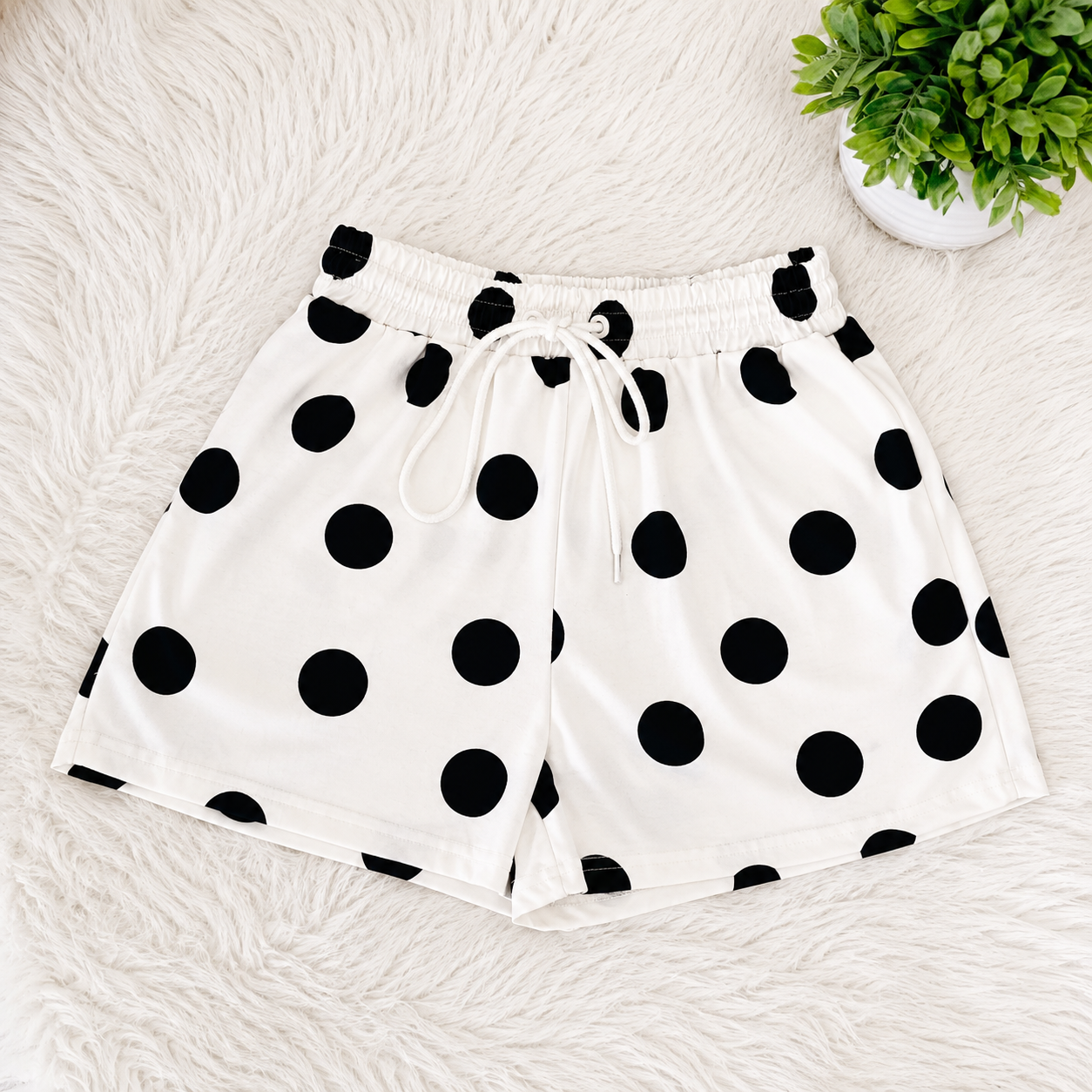 Women’s Evermmee Black Polka Dot Short Set