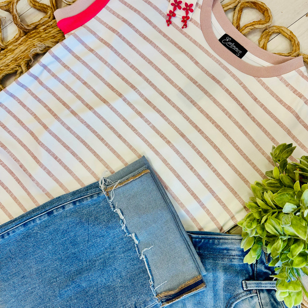 Women’s Evermmee Striped Pink Top