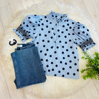 Women’s Glam Polka Dot Puff Sleeve Top