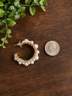 Pearl Blossom Large Hoops Earrings