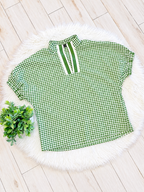 Women’s Evermmee Cream and Green Gingham Top