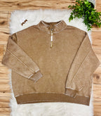 Women’s Zenana Curvy Mocha Quarter Zip Top