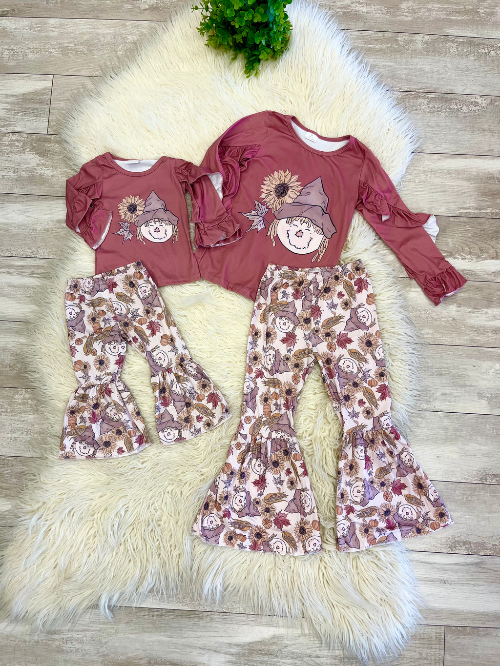 Girl’s Mauve Scarecrow Pants Outfit