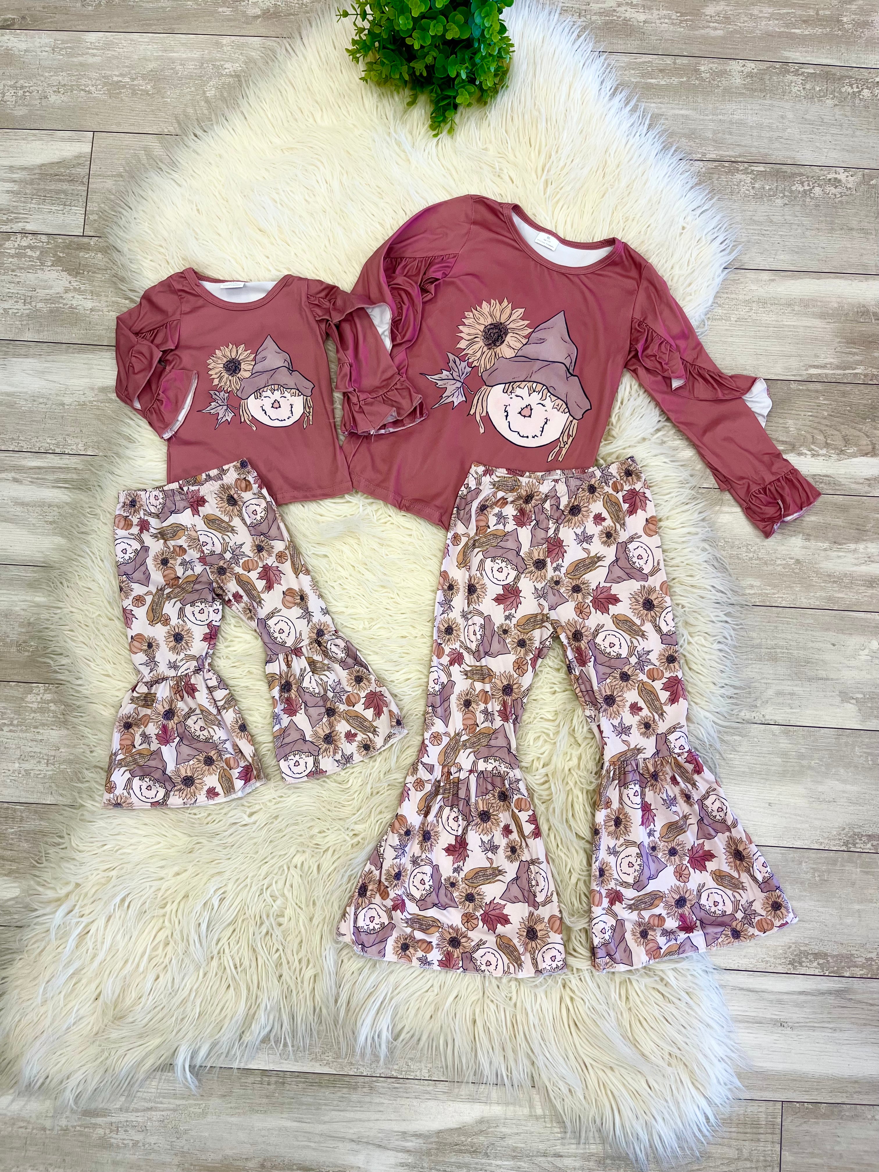 Girl’s Mauve Scarecrow Pants Outfit