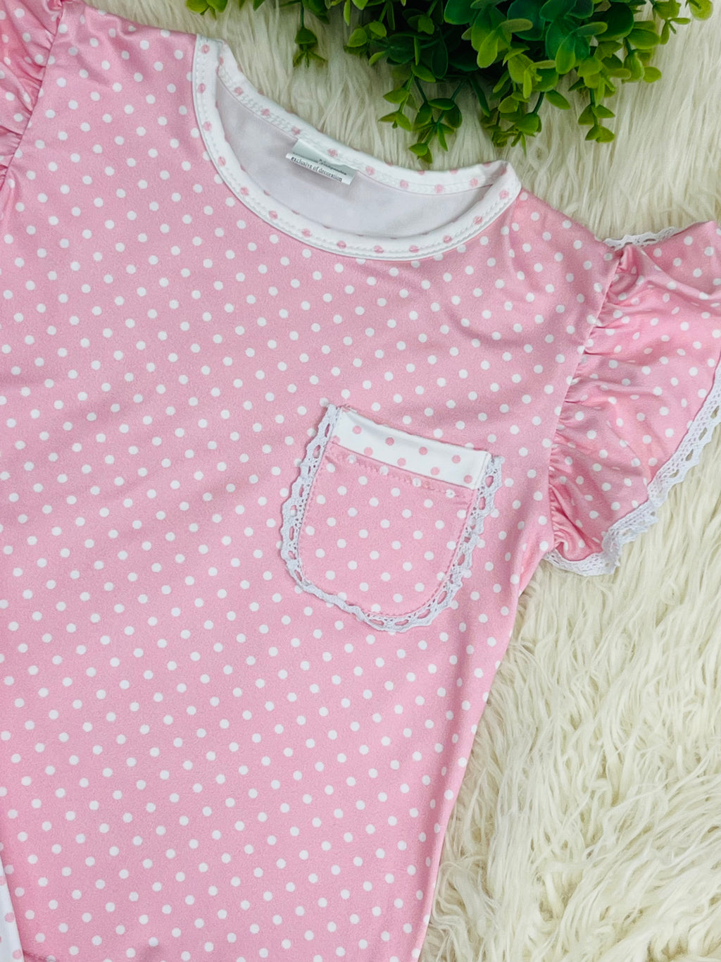 Girl’s Pink And White Polka Dot Outfit