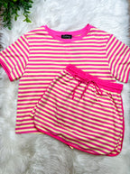 Women’s Evermmee Pink and Yellow Striped Skort Set