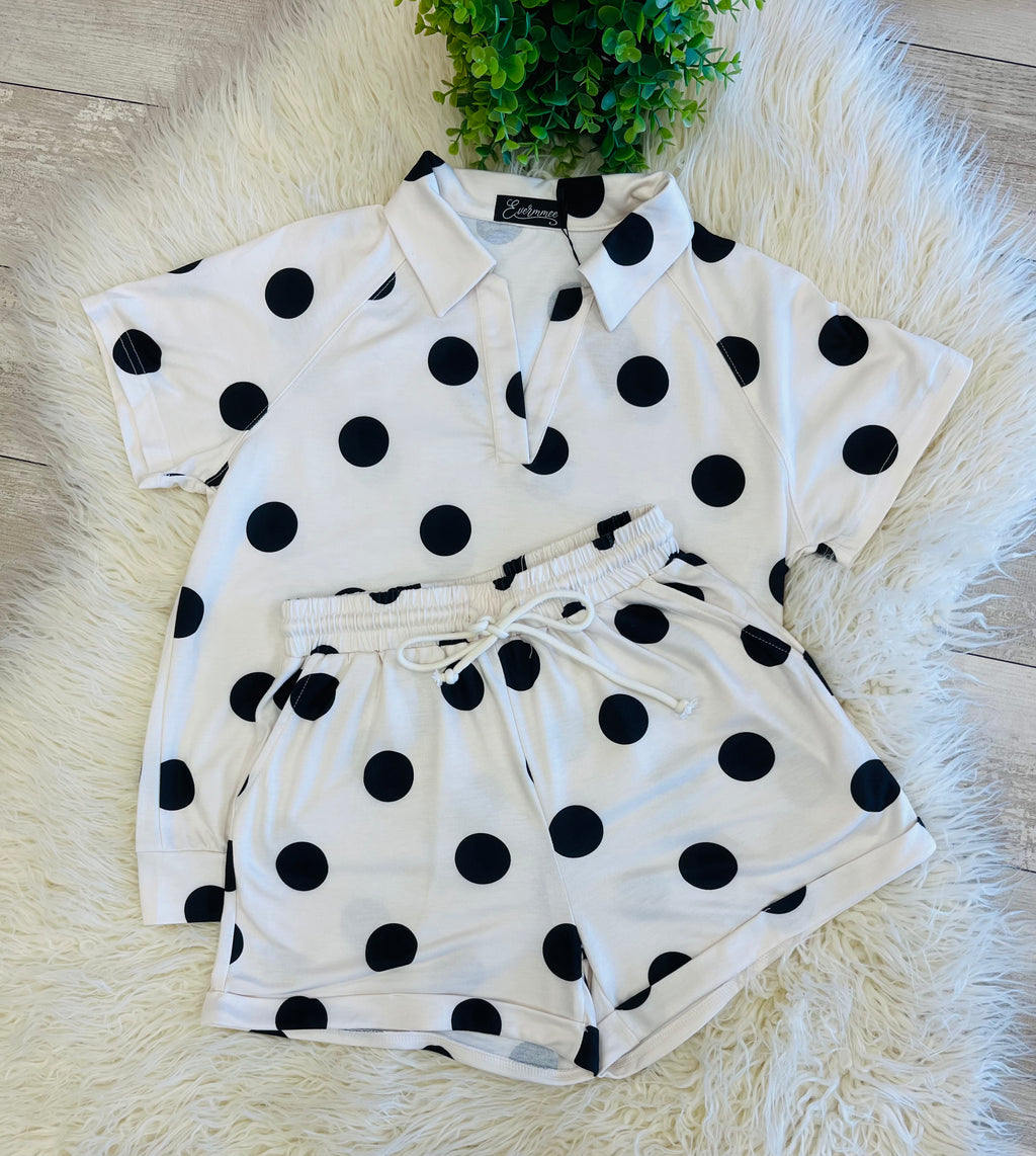 Women’s Evermmee Black Polka Dot Short Set