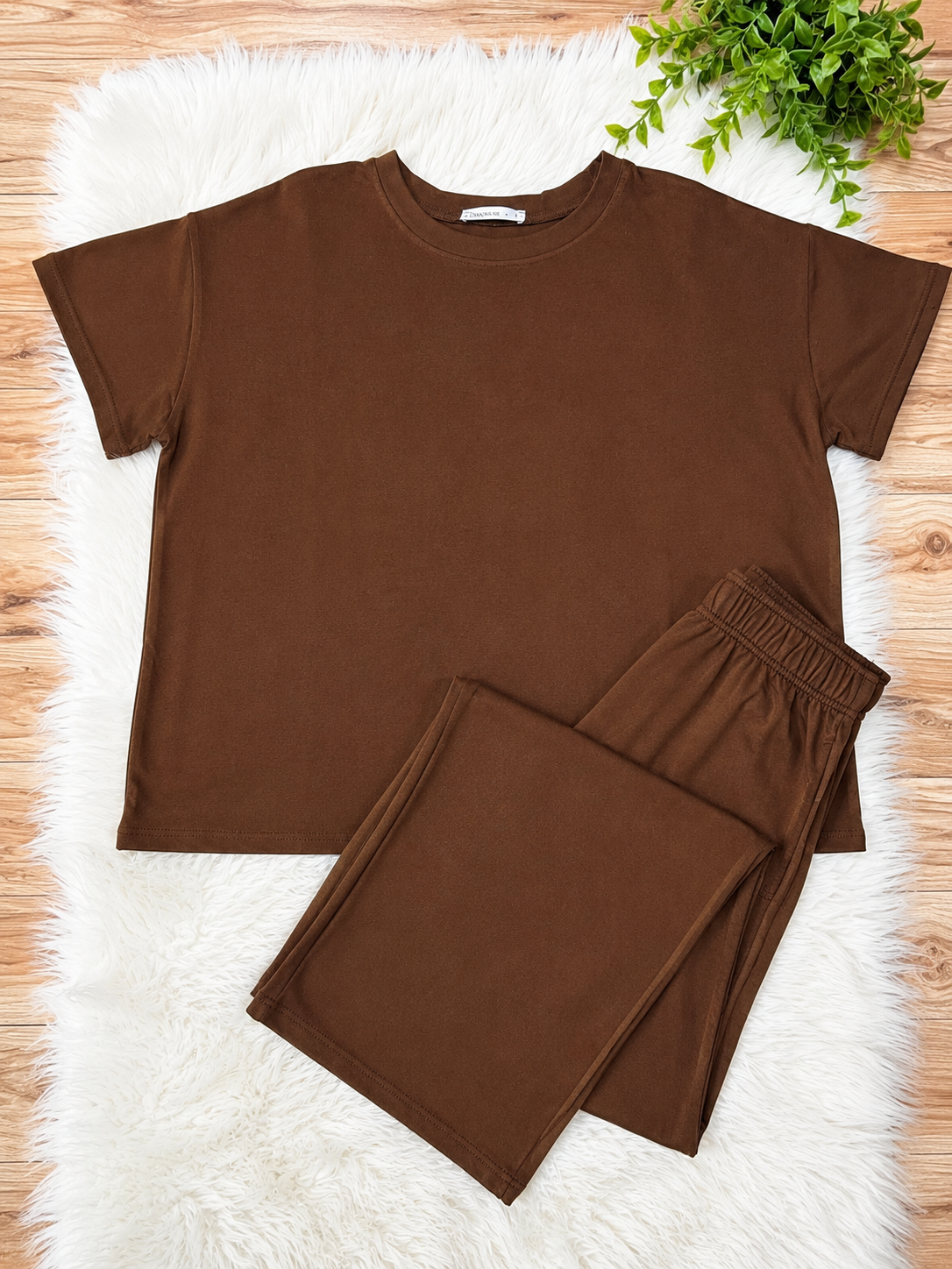 Women’s Zenana Solid Melange Mocha Pant Set