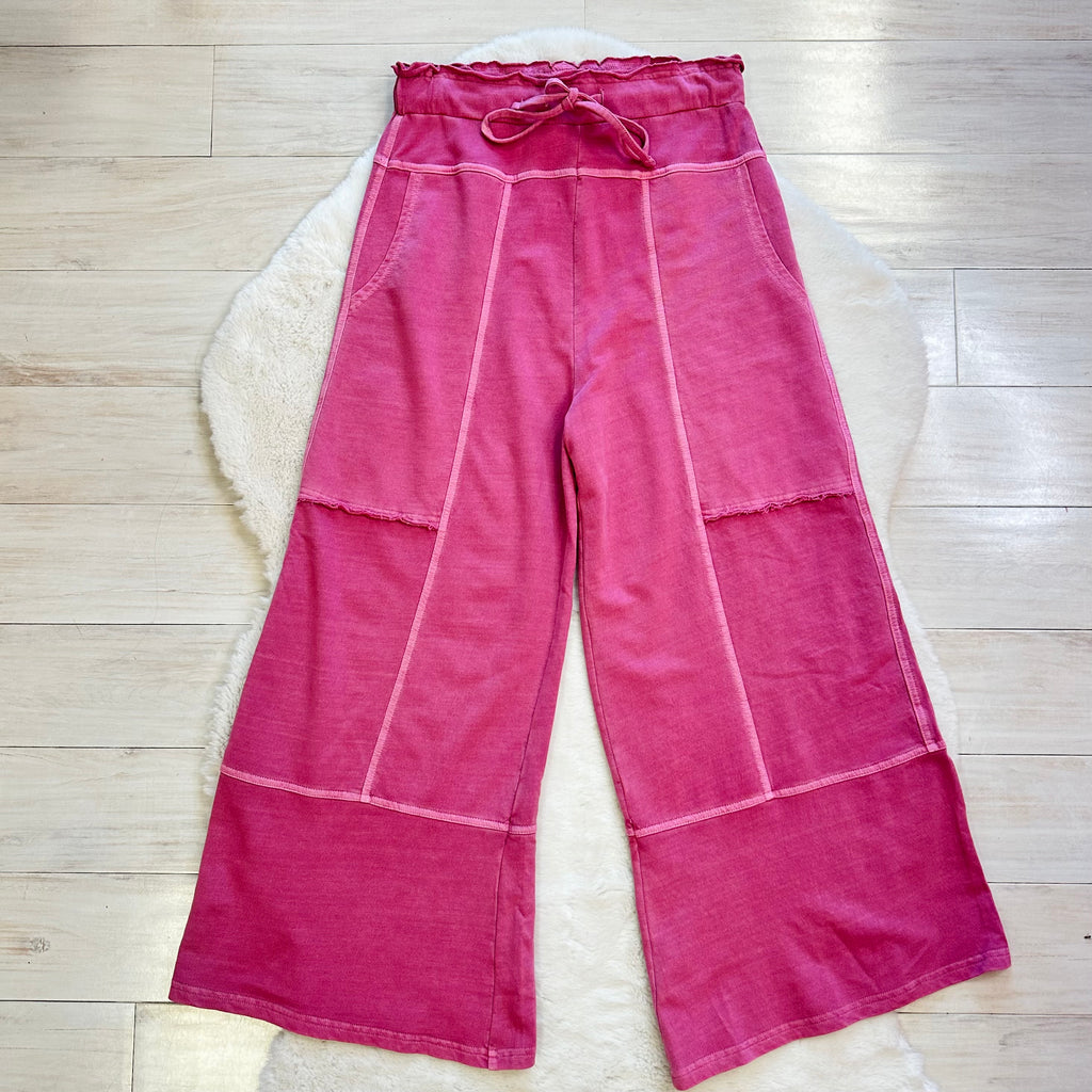 Women’s Mauve Mineral Wash Wide Leg Pants
