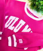 Women’s LuLu Mac Vibrate Pink & Striped Ribbed Trim Sweatshirt