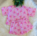 Girl’s Ribbon Print Top and Shorts Sets