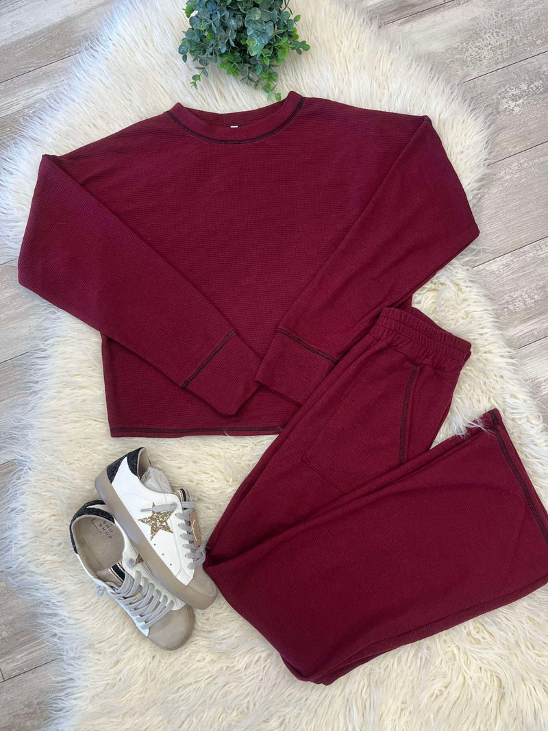 Burgundy Ribbed Women’s Matching Set