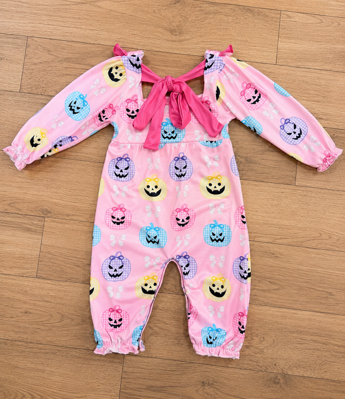 Baby Halloween Pumpkin Print Romper Girls