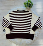 Women’s Peach Love Striped Burgundy Sweater Top
