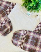 Women’s Contrasting Brown and Pink Plaid Flannel Long Sleeve