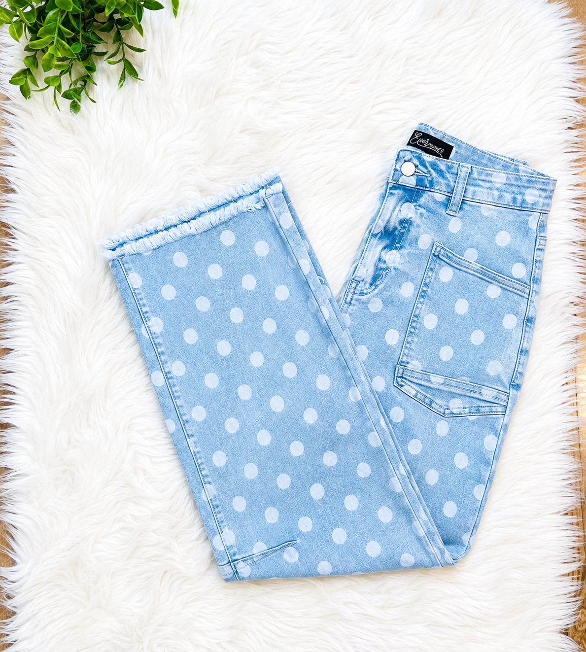 Women’s Evermmee Polka Dot Denim Pants - True To Size