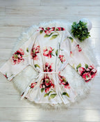 Women’s Beige Floral Tied Cardigan