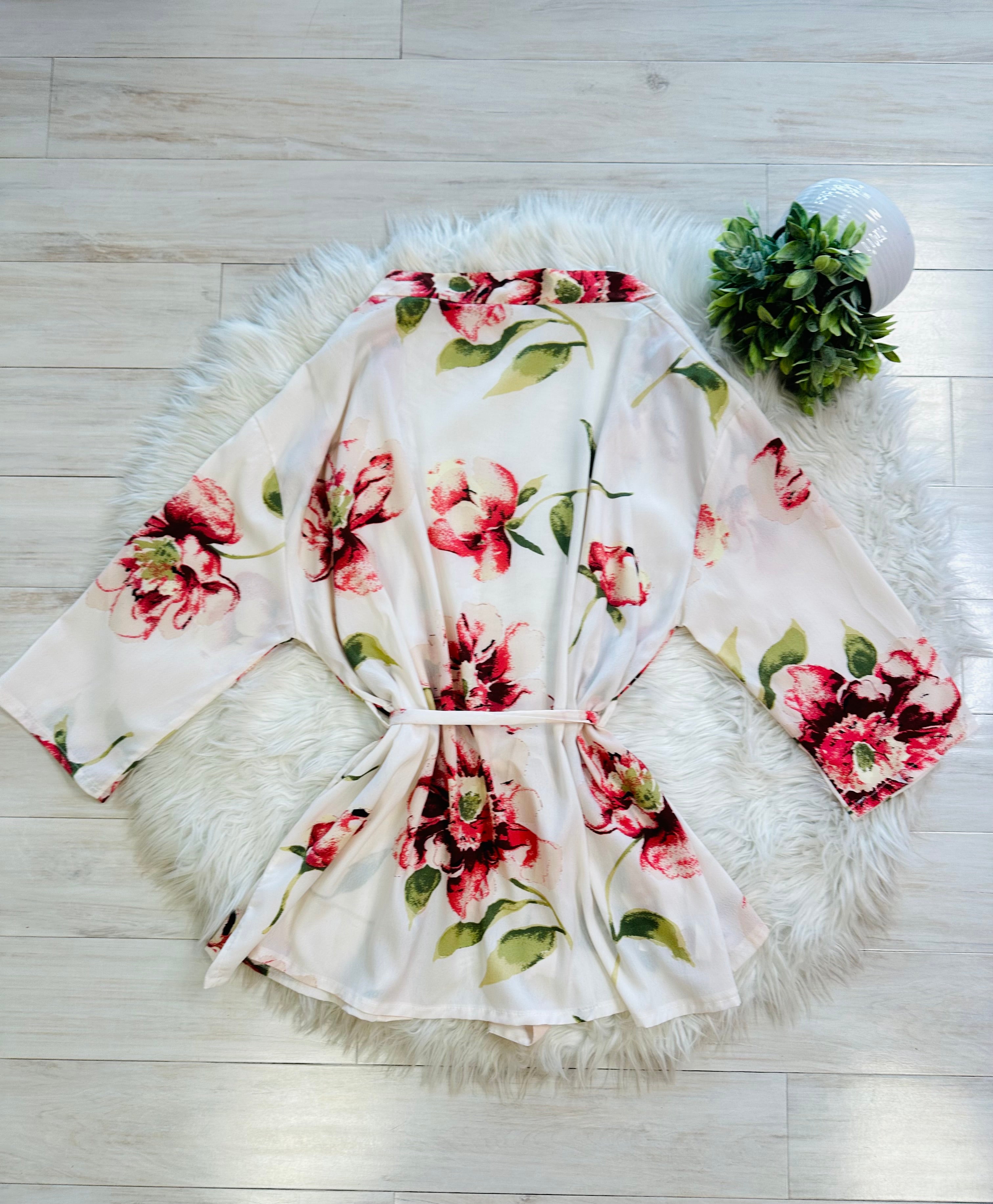 Women’s Beige Floral Tied Cardigan