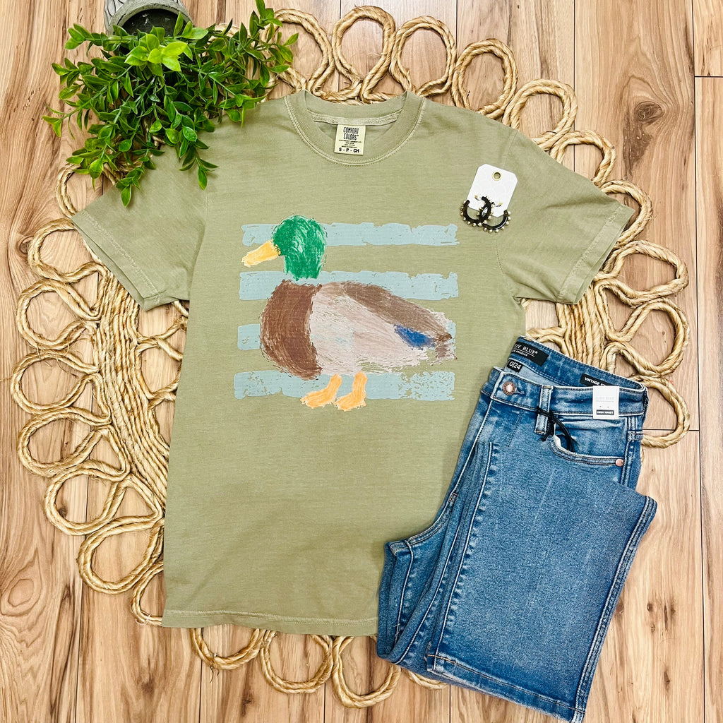Women’s Green Duck Stripe Tee