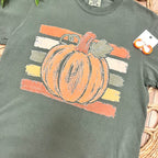 Women’s Olive Green Striped Pumpkin Tee