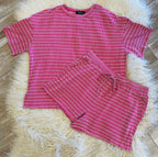 Women’s Evermmee Pink and White Short Set