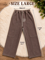 Mocha Acid Wash Petite/Cropped Barrel Pants Women’s