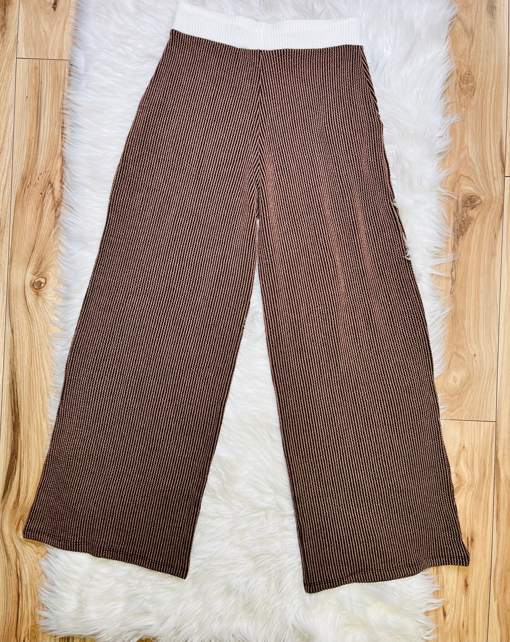 Women’s Zenana Chocolate White Detail Ribbed Set