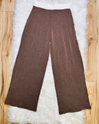 Women’s Zenana Chocolate White Detail Ribbed Set