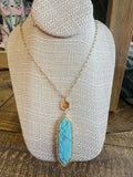 Women’s Gold and Teal Marble Dangled Necklace