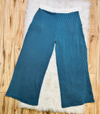 Women’s Zenana Teal White Detail Ribbed Set Curvy