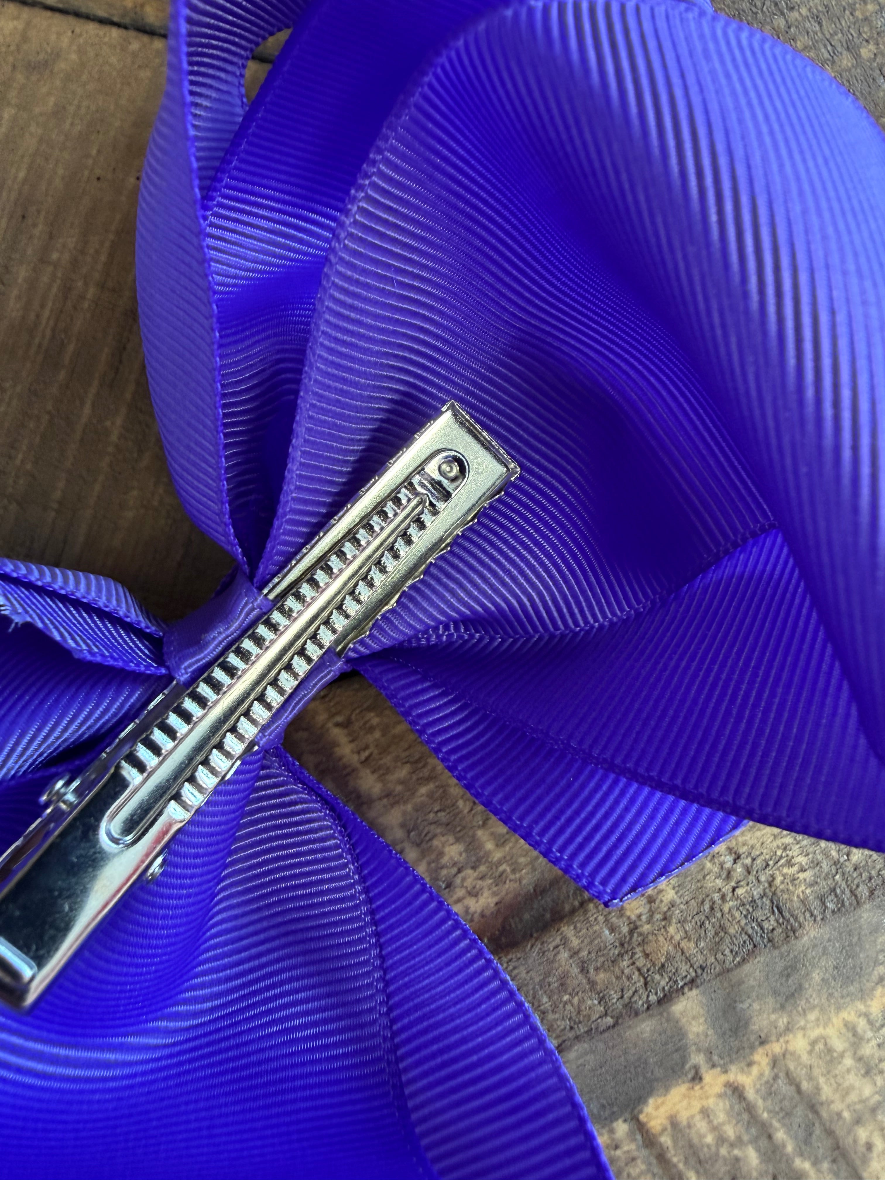Hair Bow 6” Alligator Clip - Blue Violet
