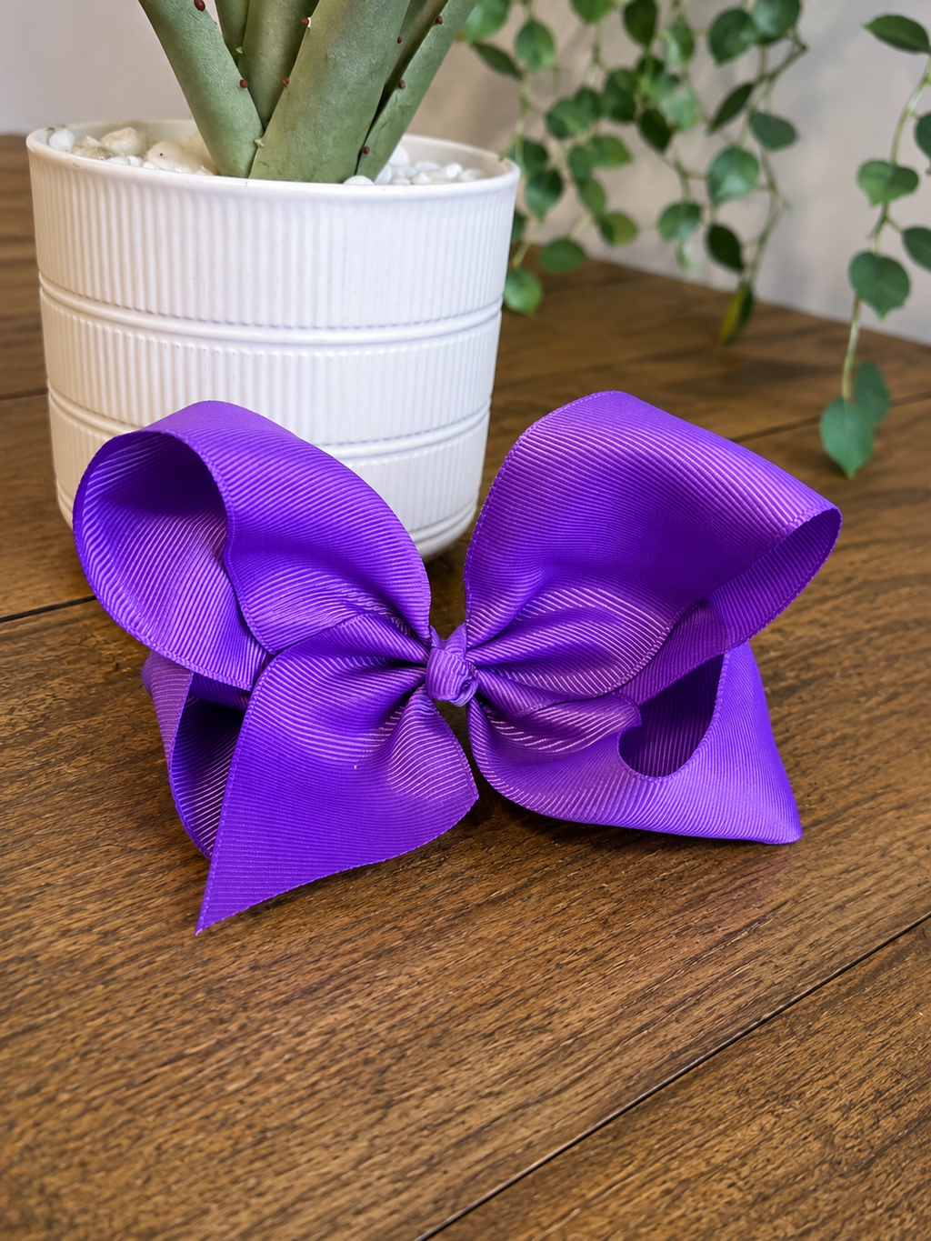 Hair Bow 6” Alligator Clip - Violet
