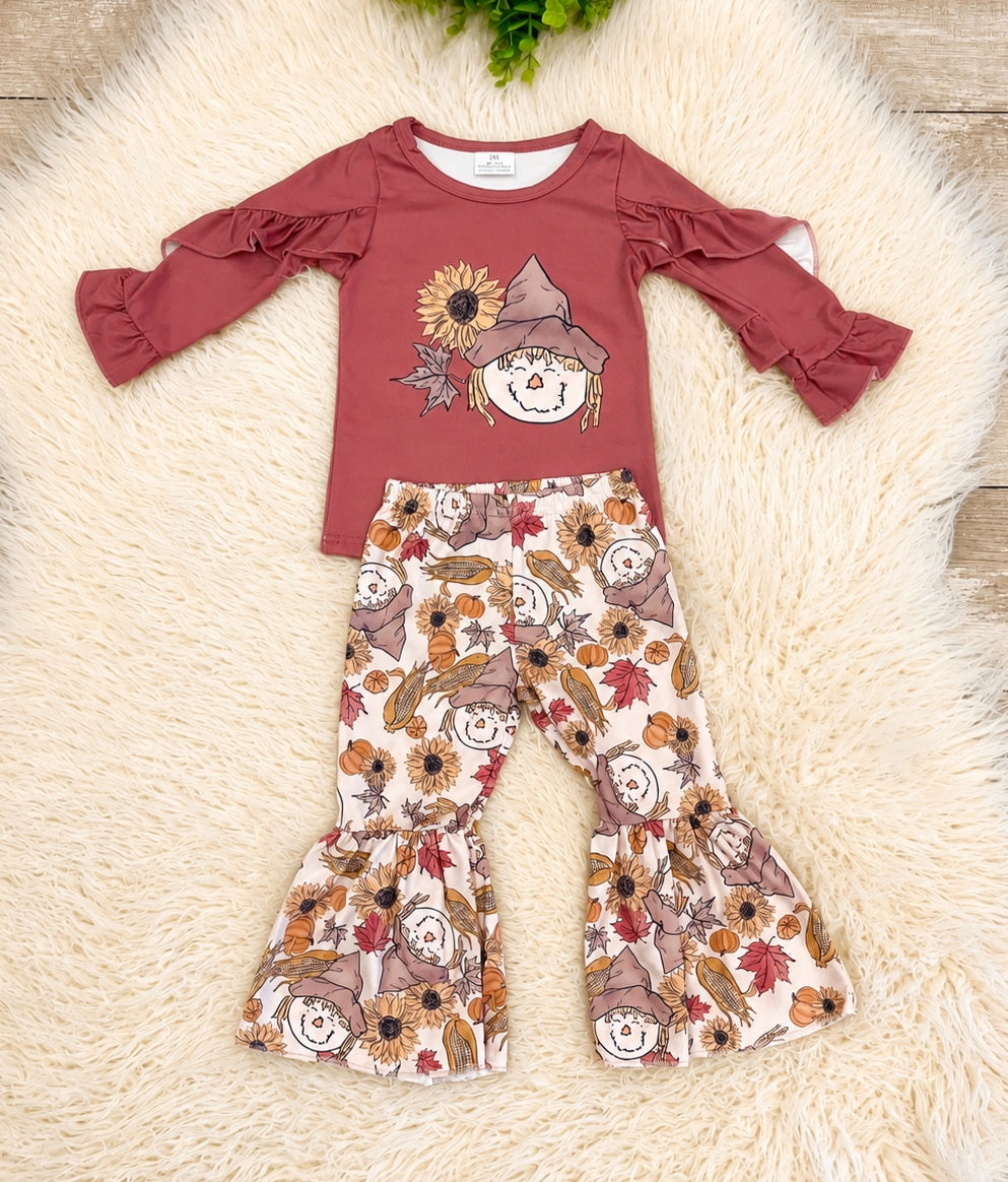 Girl’s Mauve Scarecrow Pants Outfit