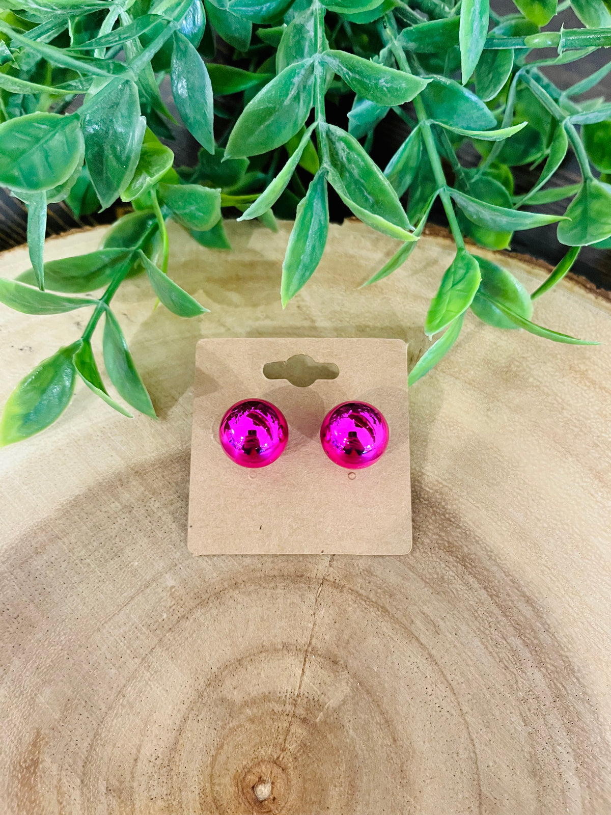 Women’s Hot Pink Bubble Stud Earrings