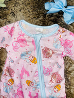 Girl’s pink with blue trim princess sleeper