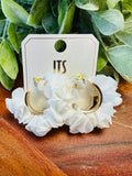 Women’s White Ruffled Hoops Earrings