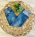 Women’s Risen High Rise Straight Cuffed Hem Jeans Style 1527